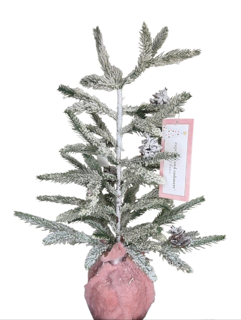Cupcakes And Cashmere Pink Burlap Flocked Pine Holiday Christmas Tree
